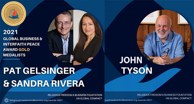 Intel CEO and Tyson Foods Chairman are among those to receive Global Business and Interfaith Peace Awards on Aug. 24